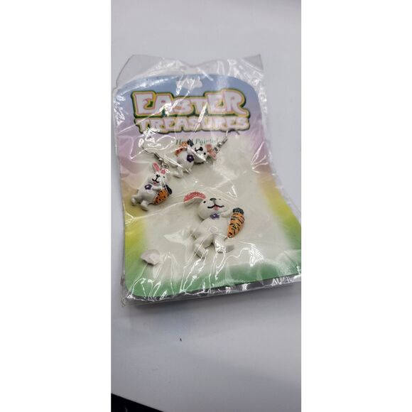 NWT Easter Treasures Hand Painted Earring Brooch Set Demi Parure Bunnies - desc - Picture 3 of 3